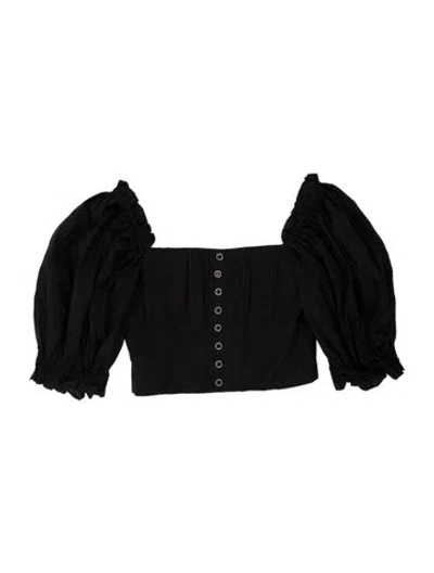 Pre-owned Selkie Off-the-shoulder Long Sleeve Top In Black