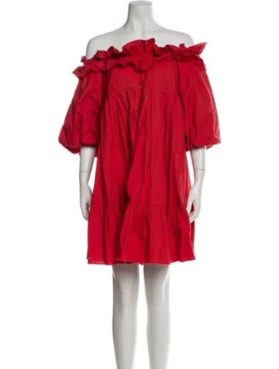 Pre-owned Selkie Off-the-shoulder Mini Dress In Red