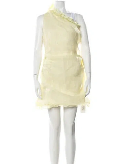 Pre-owned Selkie One-shoulder Mini Dress W/ Tags In Yellow
