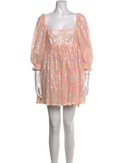 Pre-owned Selkie Patterned Mini Dress In Pink