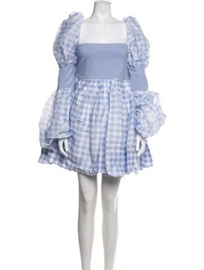 Pre-owned Selkie Plaid Print Mini Dress In Blue
