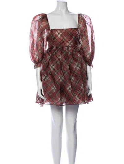 Pre-owned Selkie Plaid Print Mini Dress In Red