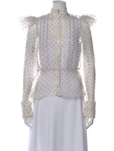 Pre-owned Selkie Polka Dot Print Long Sleeve Blouse In Gray
