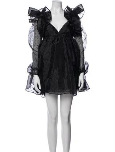 Pre-owned Selkie Polka Dot Print Mini Dress In Black