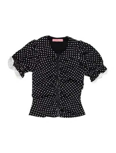Pre-owned Selkie Polka Dot Print Ruffle Embellishment Top In Black