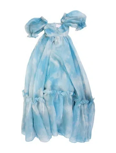 Pre-owned Selkie Printed Long Dress In Blue
