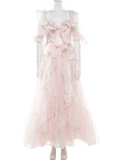 Pre-owned Selkie Printed Long Dress In Pink