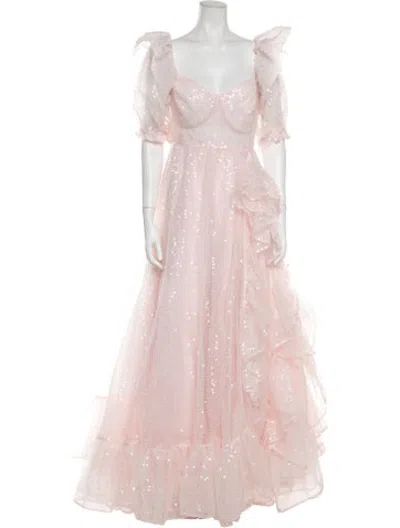 Pre-owned Selkie Printed Long Dress In Pink