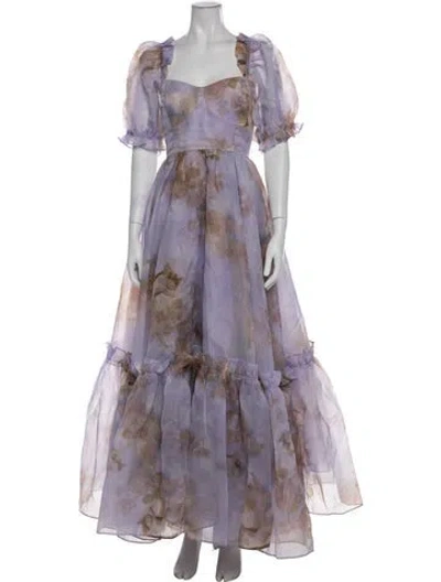 Pre-owned Selkie Printed Long Dress In Purple