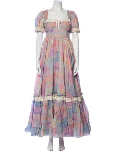 Pre-owned Selkie Printed Long Dress W/ Tags In Purple