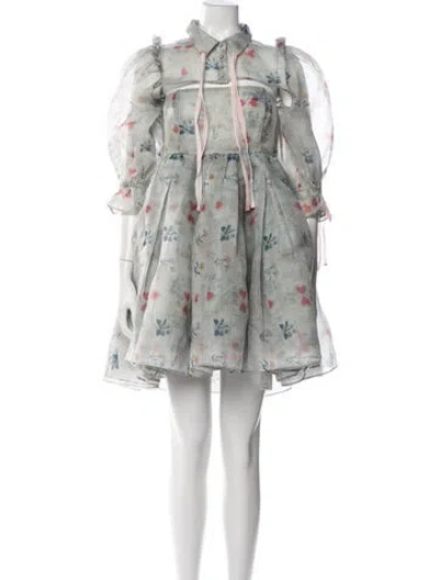 Pre-owned Selkie Printed Mesh Accents Skirt Set In Gray