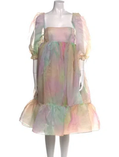 Pre-owned Selkie Printed Midi Length Dress In Pink