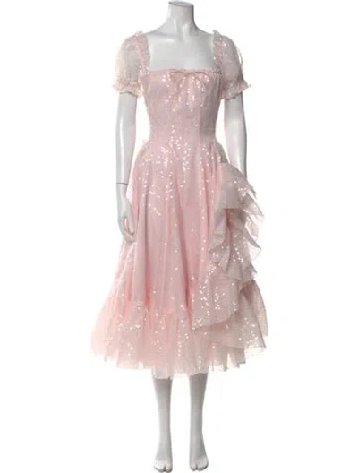 Pre-owned Selkie Printed Midi Length Dress In Pink