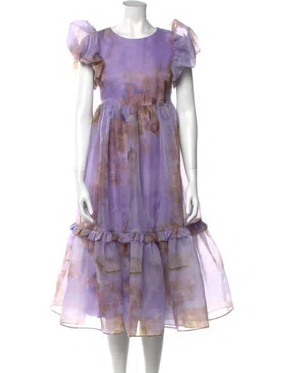 Pre-owned Selkie Printed Midi Length Dress In Purple