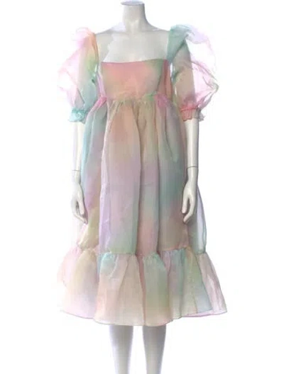 Pre-owned Selkie Printed Midi Length Dress In Purple