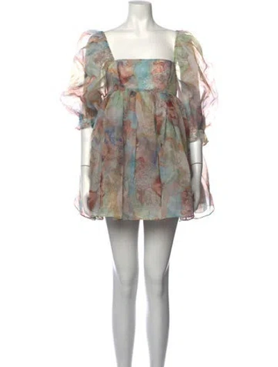 Pre-owned Selkie Printed Mini Dress In Neutrals