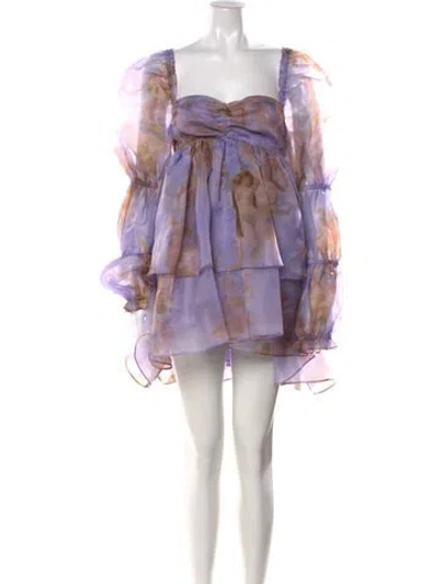 Pre-owned Selkie Printed Mini Dress In Purple