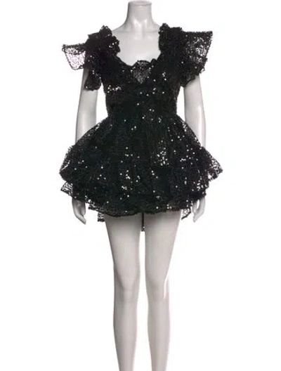 Pre-owned Selkie Printed Mini Dress W/ Tags In Black