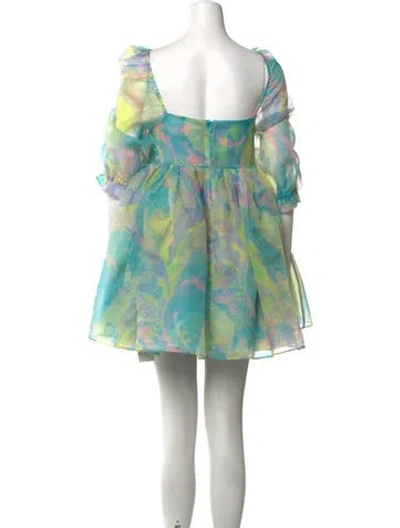 Pre-owned Selkie Printed Mini Dress W/ Tags In Blue