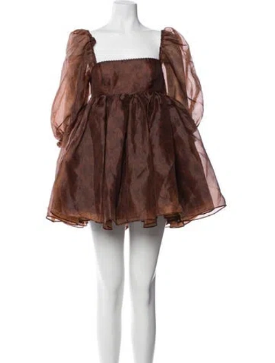 Pre-owned Selkie Printed Mini Dress W/ Tags In Brown
