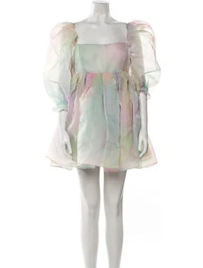 Pre-owned Selkie Printed Mini Dress W/ Tags In Green