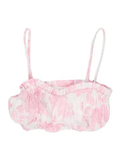 Pre-owned Selkie Printed Ruffle Embellishment Top In Pink