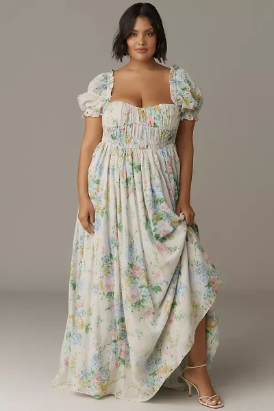 Selkie Renfaire Plus Short-sleeve Square-neck Maxi Dress In Multi