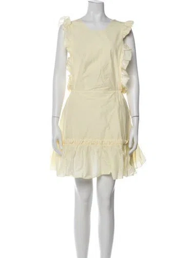 Pre-owned Selkie Scoop Neck Mini Dress W/ Tags In Yellow