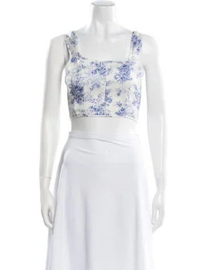 Pre-owned Selkie Silk Floral Print Crop Top In Neutral
