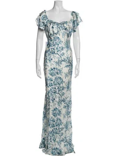 Pre-owned Selkie Silk Long Dress In Blue