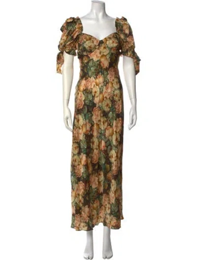 Pre-owned Selkie Silk Long Dress In Multi