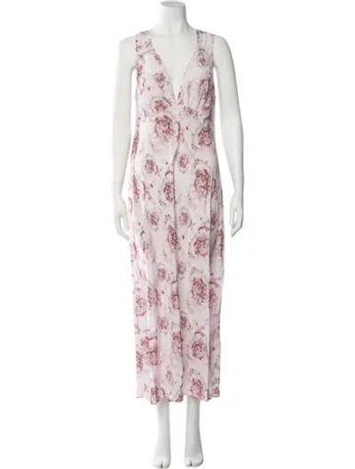 Pre-owned Selkie Silk Long Dress In Pink
