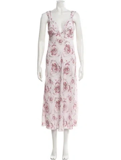 Pre-owned Selkie Silk Long Dress In Pink