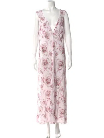Pre-owned Selkie Silk Long Dress In Pink