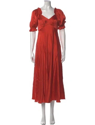 Pre-owned Selkie Silk Long Dress W/ Tags In Orange