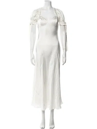 Pre-owned Selkie Silk Long Dress In White