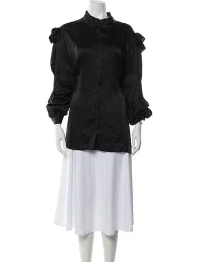 Pre-owned Selkie Silk Long Sleeve Blouse In Gray
