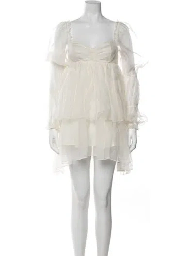Pre-owned Selkie Silk Mini Dress In White