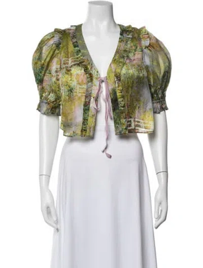 Pre-owned Selkie Silk Printed Top In Multi