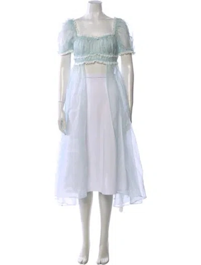 Pre-owned Selkie Silk Square Neckline Crop Top In Blue