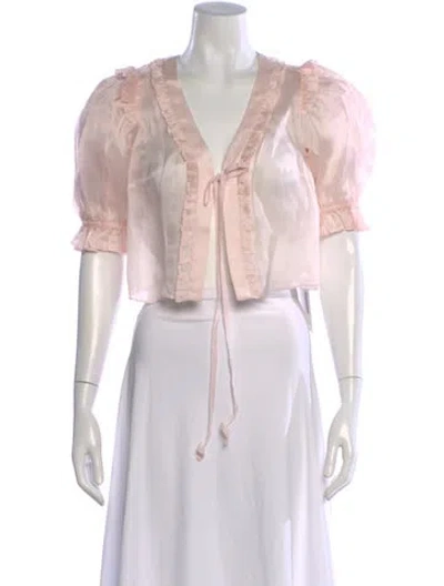 Pre-owned Selkie Silk V-neck Crop Top W/ Tags In Pink