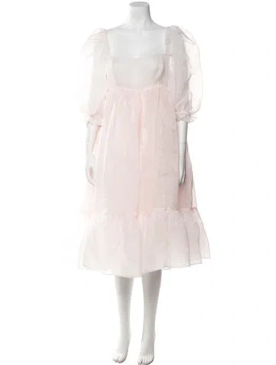 Pre-owned Selkie Square Neckline Knee-length Dress In Pink