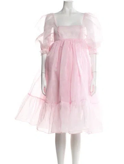 Pre-owned Selkie Square Neckline Knee-length Dress In Pink