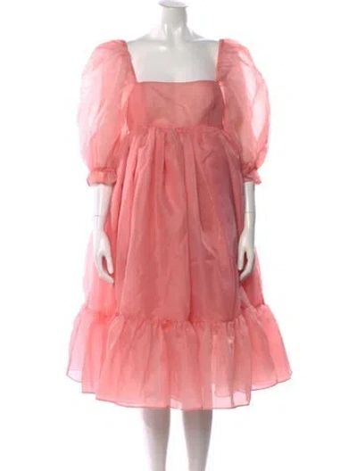 Pre-owned Selkie Square Neckline Knee-length Dress In Pink