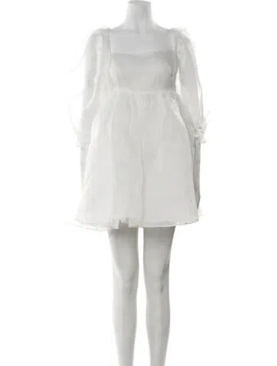 Pre-owned Selkie Square Neckline Knee-length Dress In White