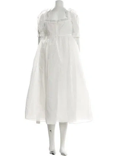 Pre-owned Selkie Square Neckline Knee-length Dress In White