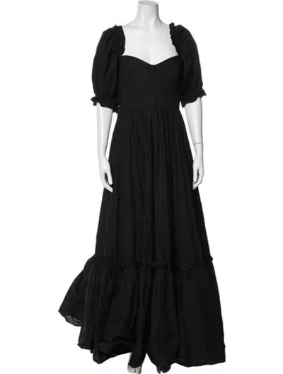 Pre-owned Selkie Square Neckline Long Dress In Black
