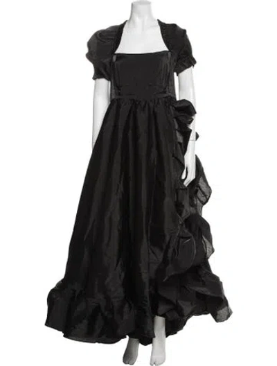 Pre-owned Selkie Square Neckline Long Dress In Black