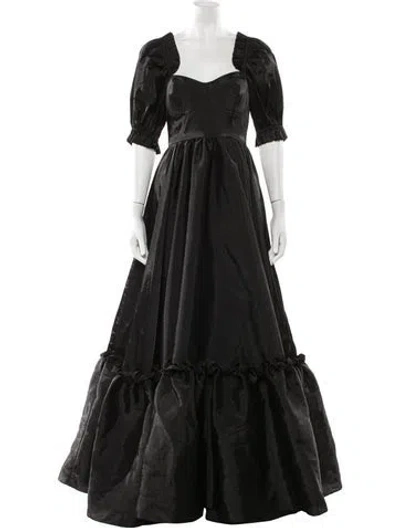 Pre-owned Selkie Square Neckline Long Dress In Black