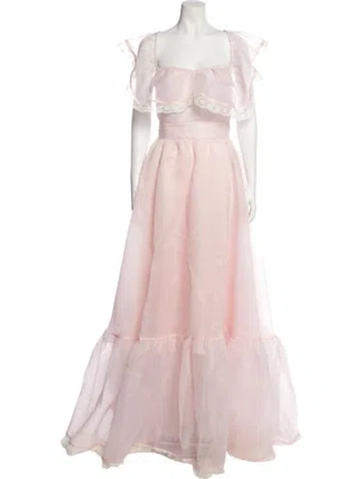 Pre-owned Selkie Square Neckline Long Dress In Pink